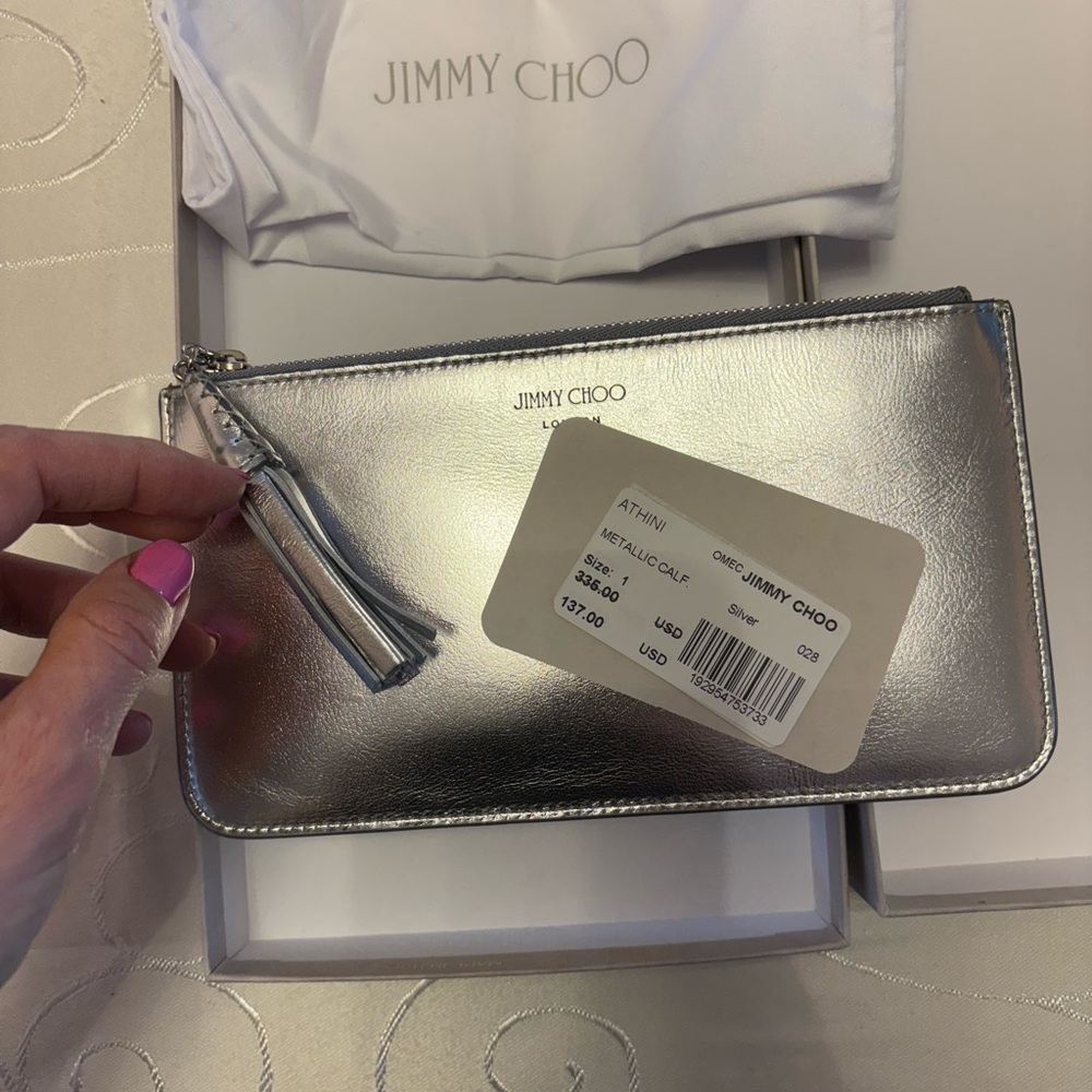 Jimmy Choo Silver Metallic Clutch